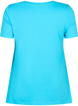 Zizzi T-skjorte i bomull med korte ermer, Blue Atoll W. Be, Packshot image number 1