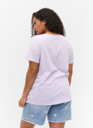 T-skjorte i bomull med A-form og trykk, Thistle Fl. Picture, Model image number 1