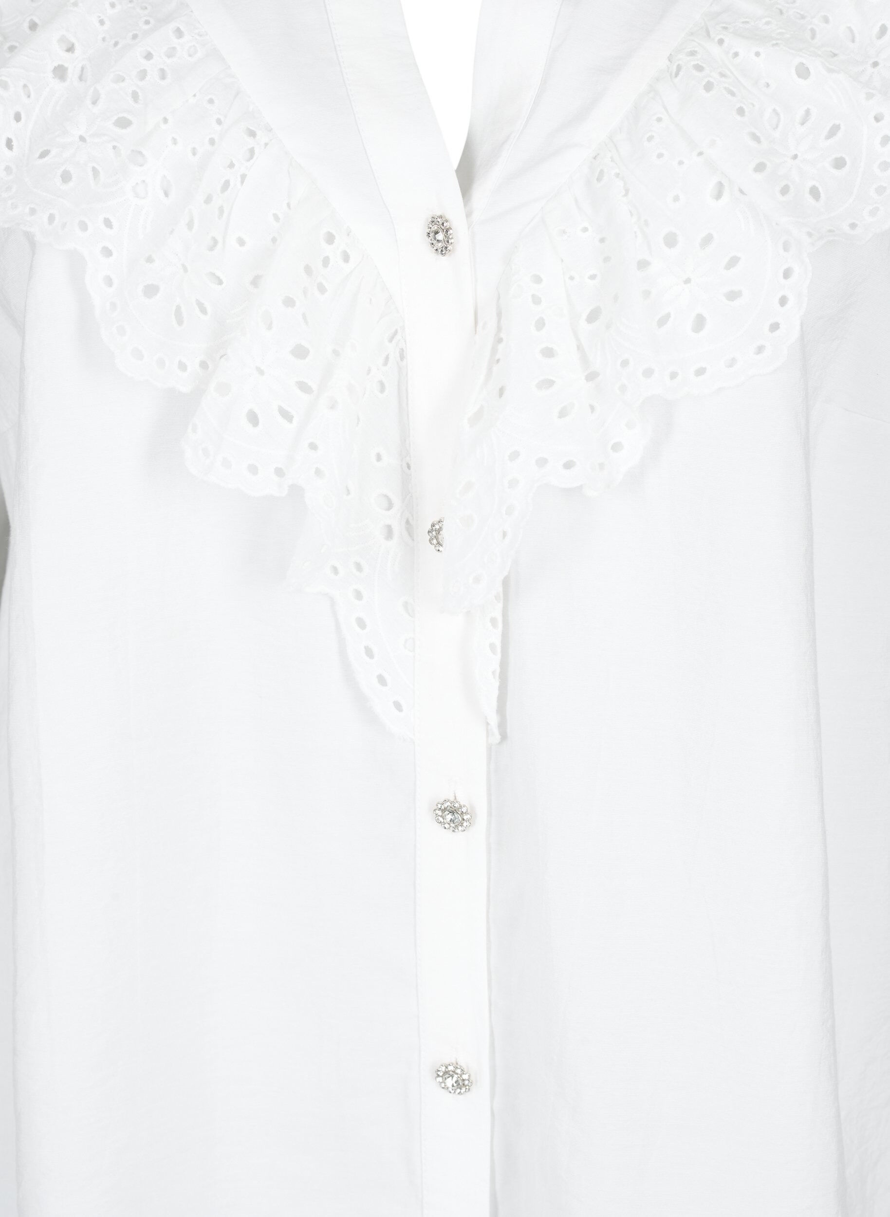 Zizzi Skjortebluse i viskose med volanger, Bright White, Packshot image number 2