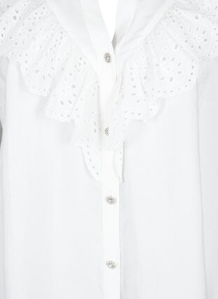 Skjortebluse i viskose med volanger, Bright White, Packshot image number 2