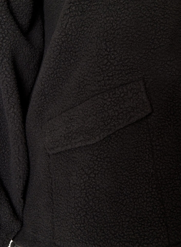 Teddyjakke med hette og glidel&aring;s, Svart, Packshot image number 3