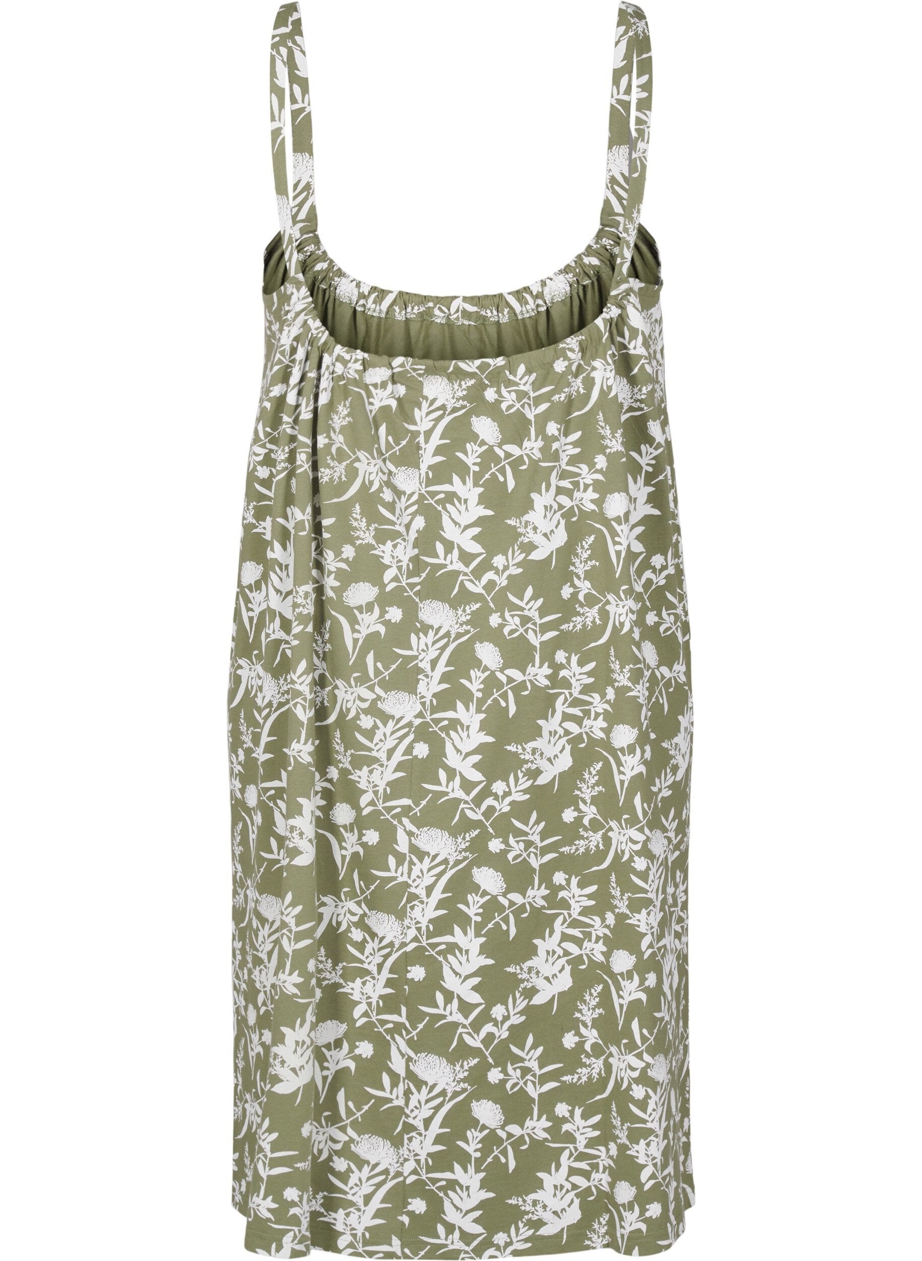 ZizziMidi strap dress in organic cotton, Gr&oslash;nn, Packshot image number 1