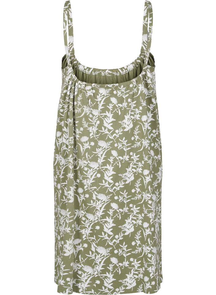 Midi strap dress in organic cotton, Gr&oslash;nn, Packshot image number 1