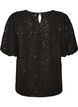 Paljettbluse med ballongermer, Svart, Packshot image number 1