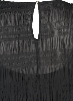 Strukturert tunika med puffermer, Black, Packshot image number 3