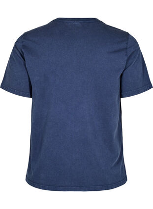 Zizzi T-skjorte med maljer og trykk, Navy Washed , Packshot image number 1