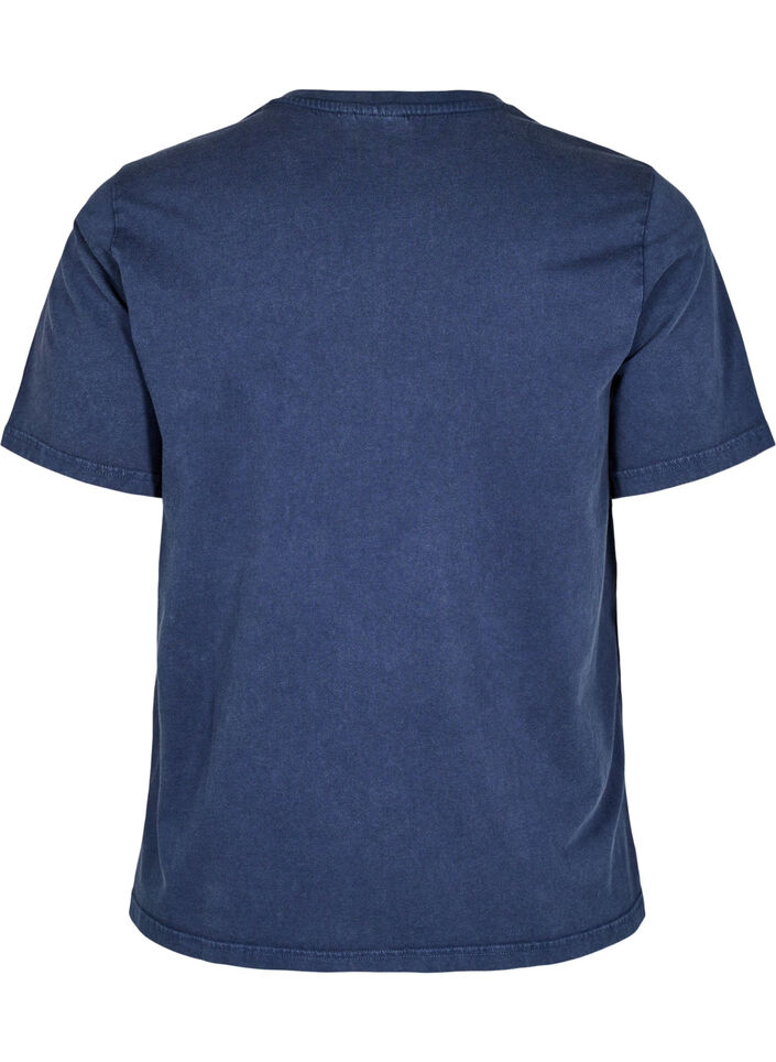T-skjorte med maljer og trykk, Navy Washed , Packshot image number 1