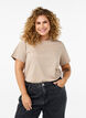 Basic T-skjorte i bomull med rund hals, Beige, Model image number 0