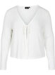 Ribbet cardigan med knyting, White, Packshot image number 0