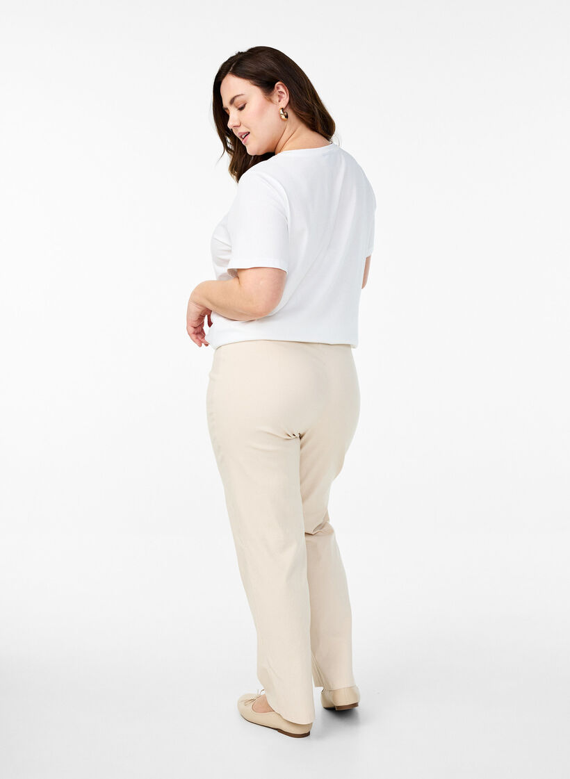 Elastisk bukse i viskose, Beige, Model image number 1