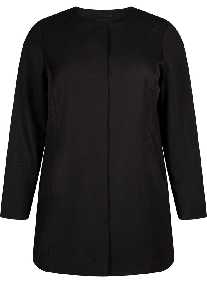 Vårjakke med skjult knappestolpe, Black, Packshot image number 0