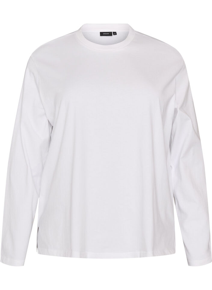 Basis t-skjorte med lange ermer, Hvit, Packshot image number 0