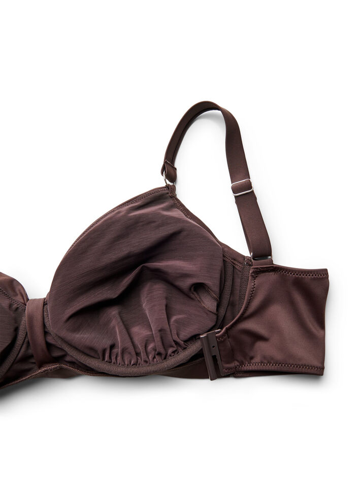 Bikinitopp med b&oslash;yle og drapering, Brun, Packshot image number 3