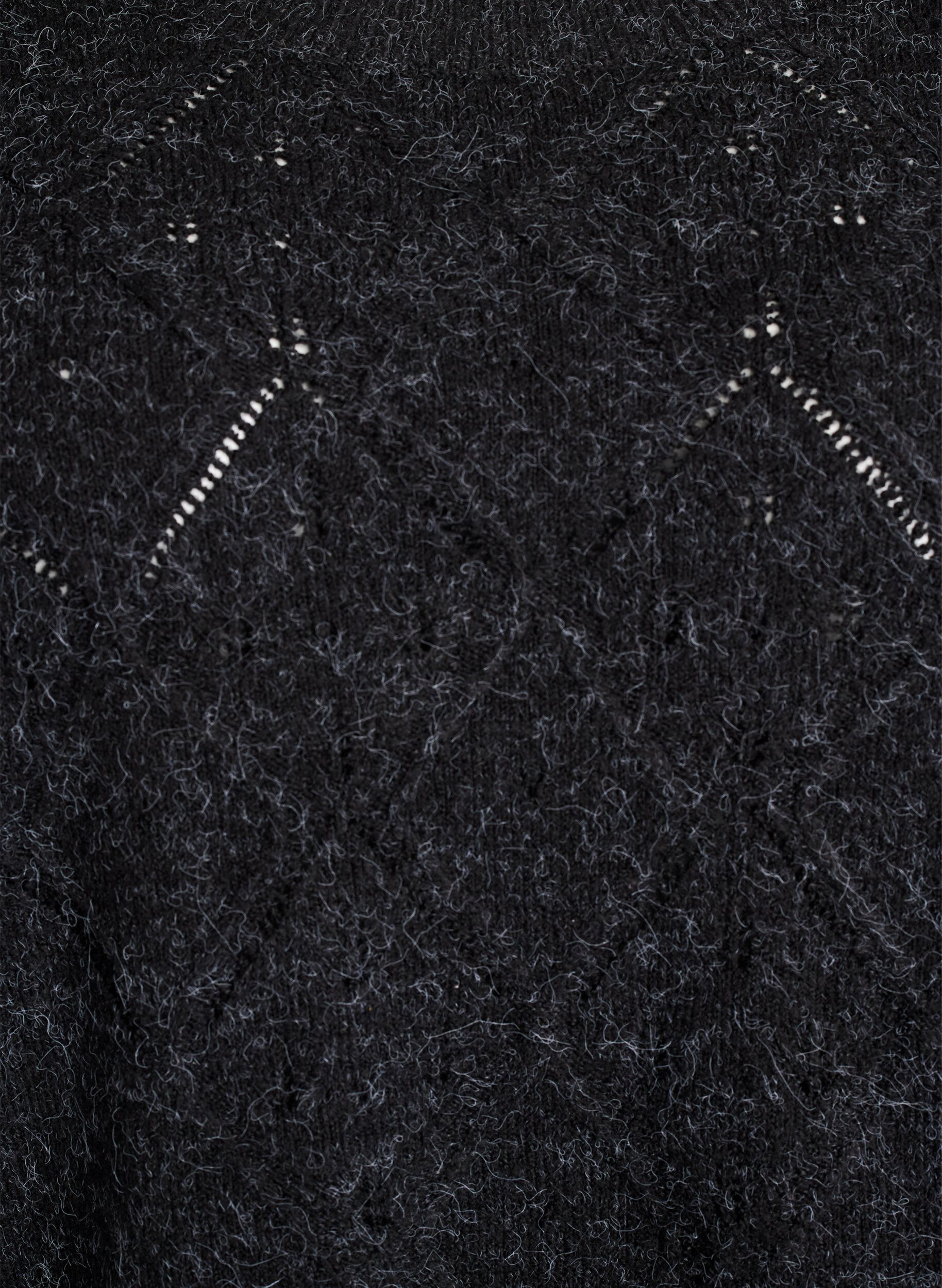 Zizzi Strikket topp med hullm&oslash;nster og ballongermer, Gr&aring;, Packshot image number 2