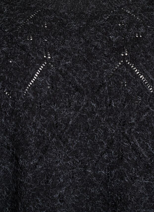 Zizzi Strikket topp med hullmønster og ballongermer, Grå, Packshot image number 2