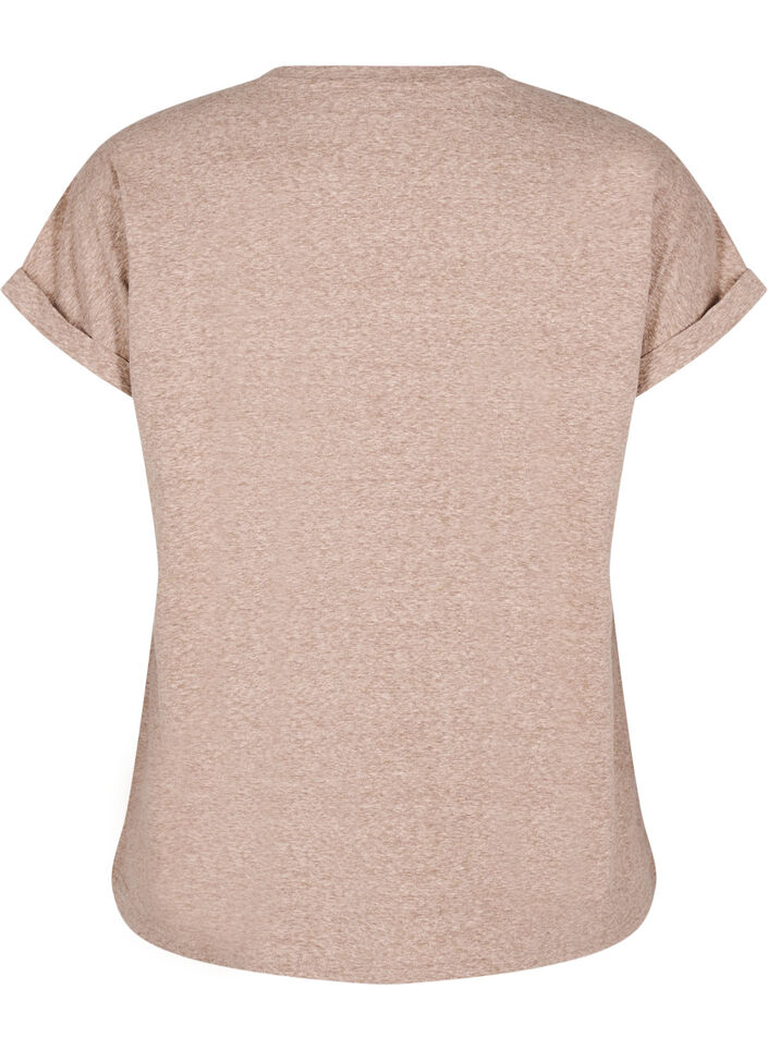 Melert T-skjorte med korte ermer, Brun, Packshot image number 1