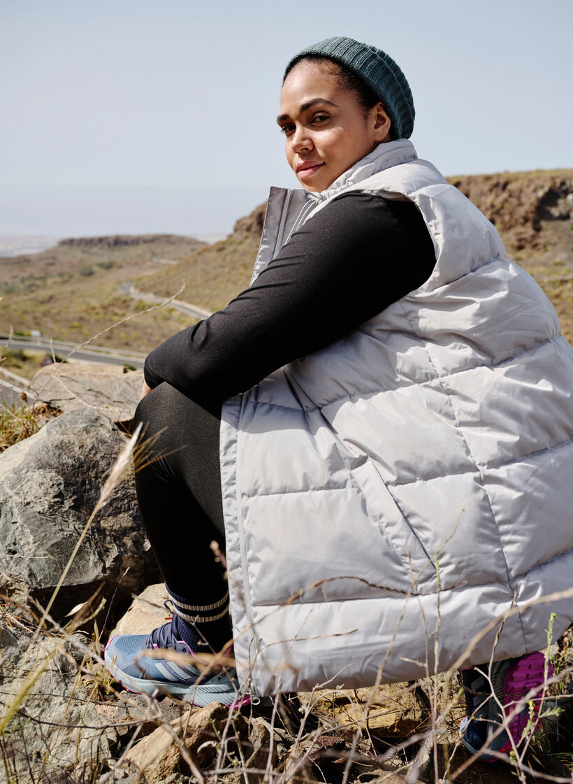 Sporty vest med høy krage og lommer, Pearl Blue, Image image number 1