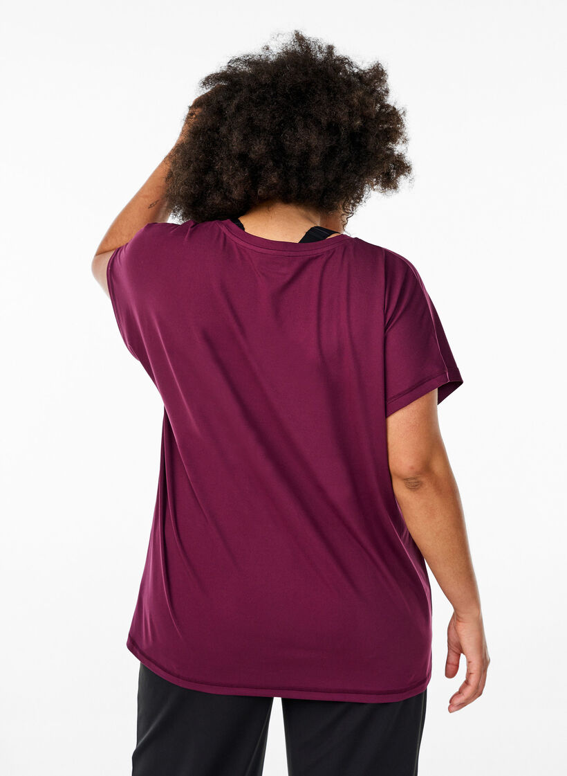 Løstsittende trenings-t-skjorte med V-hals, Grape Wine, Model