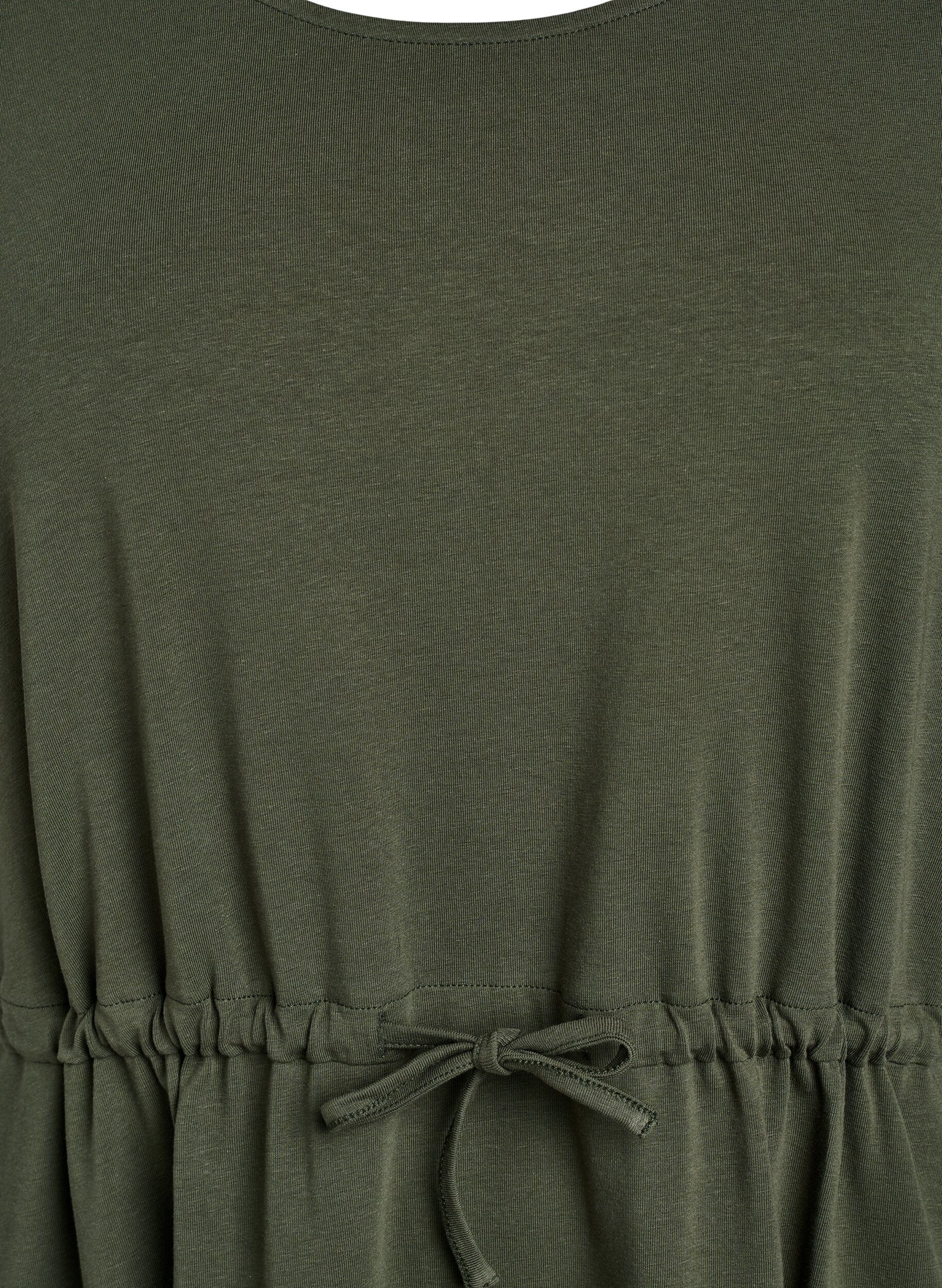 Zizzi Midikjole i bomull med korte ermer, Gr&oslash;nn, Packshot image number 2