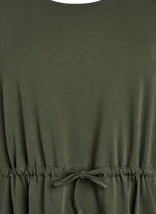 Zizzi Midikjole i bomull med korte ermer, Grønn, Packshot image number 2