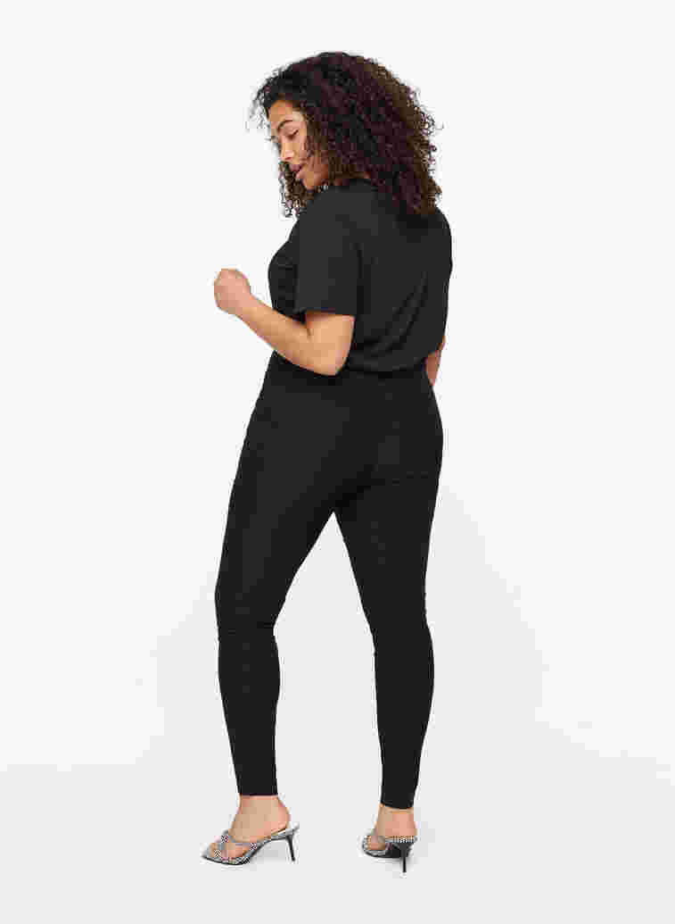 Tettsittende bukser med glidelåsdetaljer, Black, Model image number 1