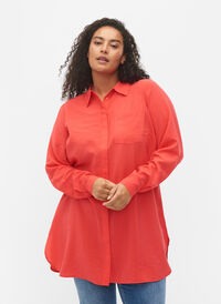 Lang skjorte i viskoseblanding, Hibiscus, Model