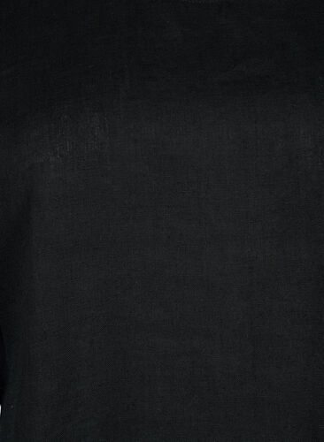 Kortermet bluse av 100% Lin, Black, Packshot image number 2