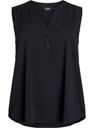 FLASH - Ermeløs bluse i viskose, Black