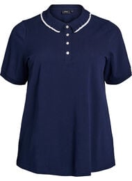 Poloskjorte med rhinesteinknapper og volangdetaljer, Navy Blazer Comb