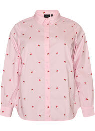 Skjorte med broderte blomster, Rosa