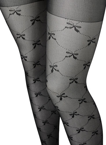 Mønstret tights i 25 denier, Black, Packshot image number 1