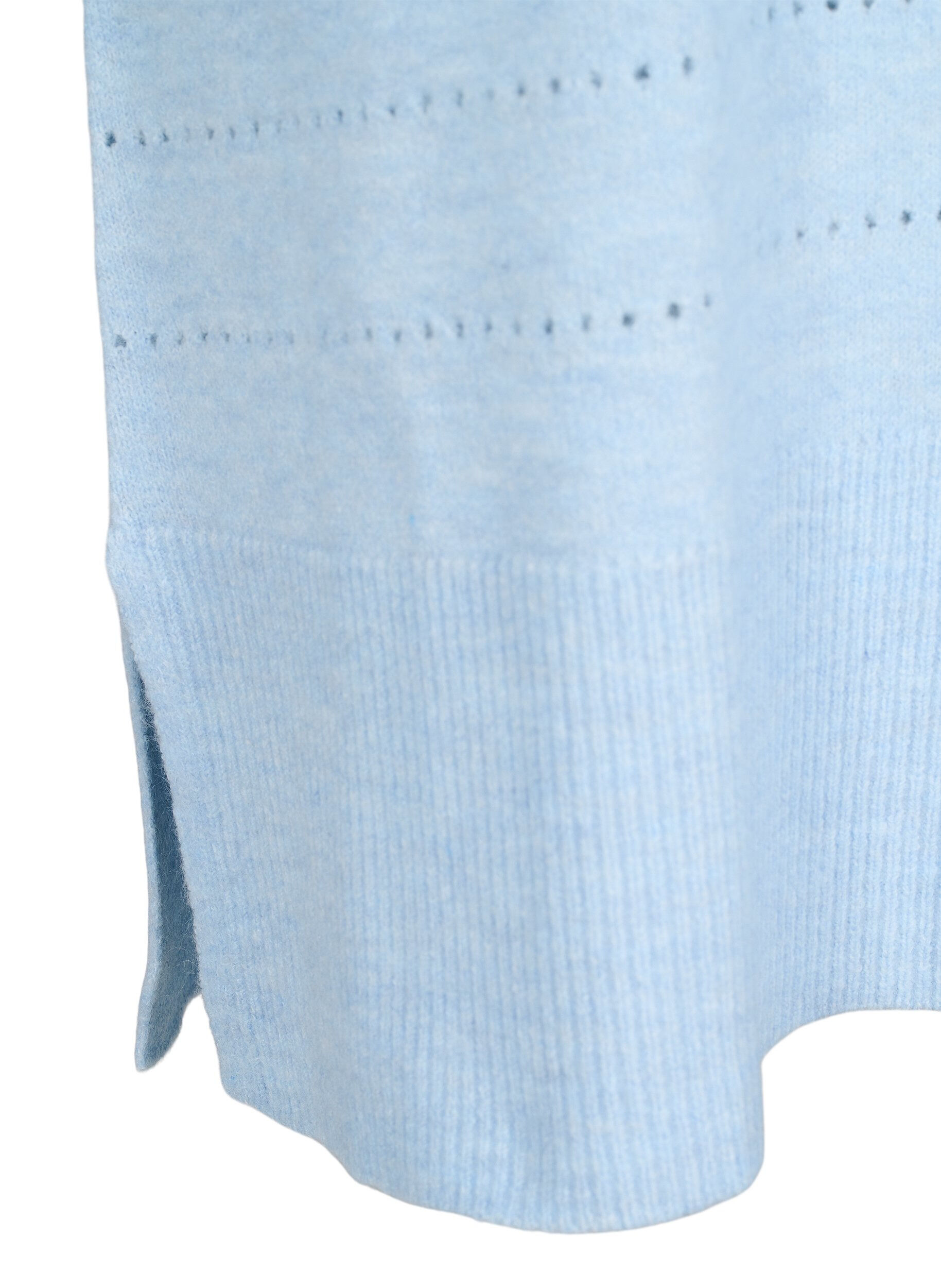 Zizzi Strikket kjole med splitter og hulm&oslash;nster, Cashmere Blue Mel., Packshot image number 3