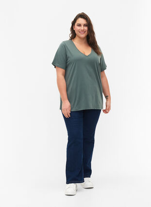 FLASH - T-skjorte med V-hals, Balsam Green, Model image number 2