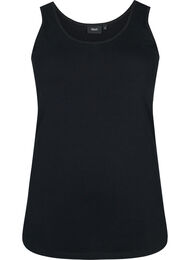 Ensfarget basic topp i bomull, Black