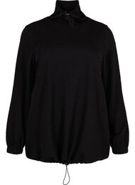 Genser med høy hals og justerbar strikk, Black