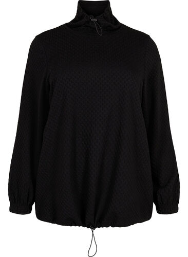 Genser med høy hals og justerbar strikk, Black, Packshot image number 0