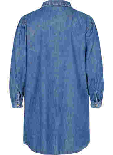 Skjortekjole denim og bomull, Dark blue denim, Packshot image number 1