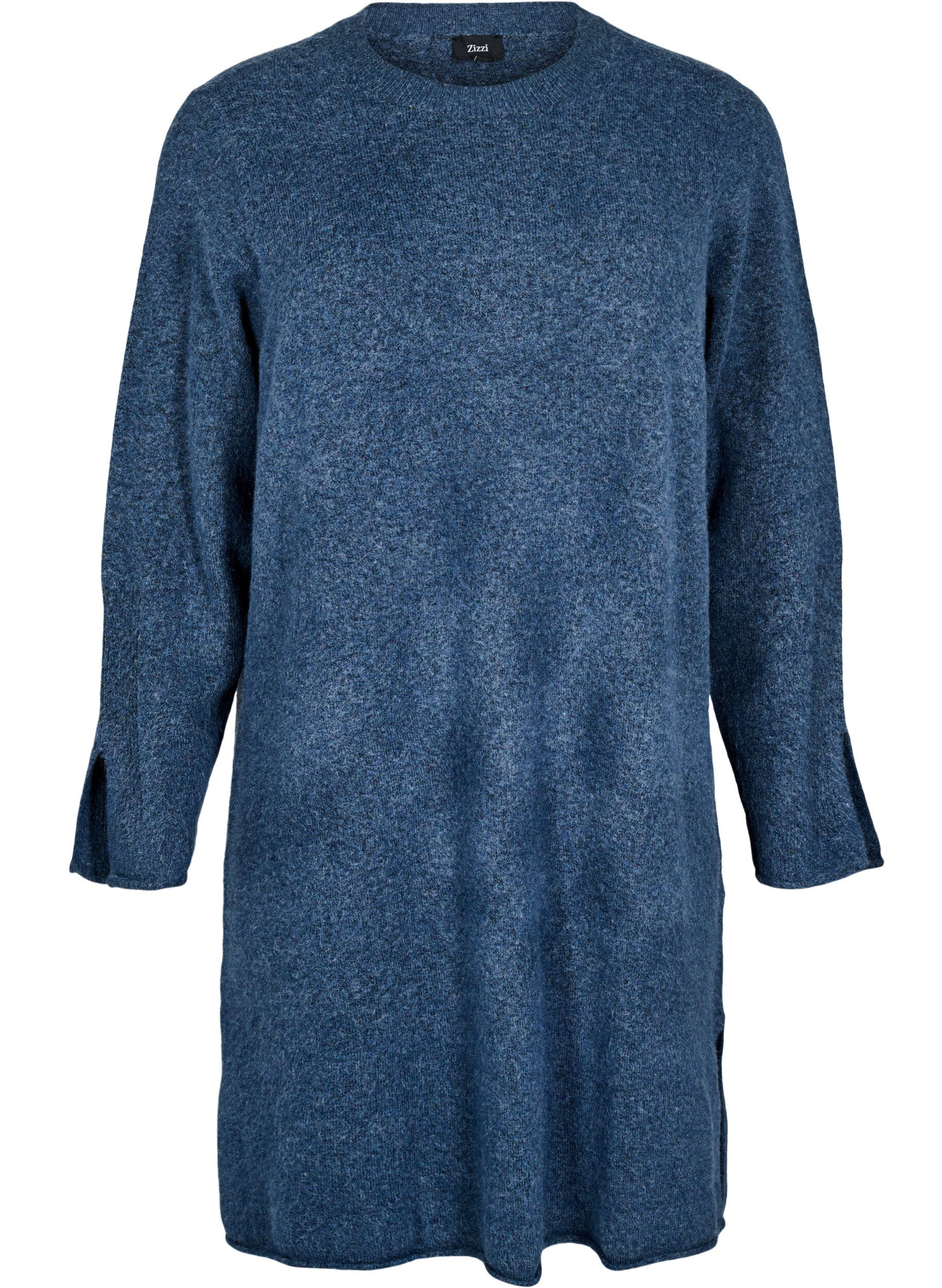 Zizzi Strikket kjole med splitter, Bering Sea Mel., Packshot image number 0