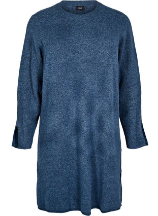 Zizzi Strikket kjole med splitter, Bering Sea Mel., Packshot image number 0