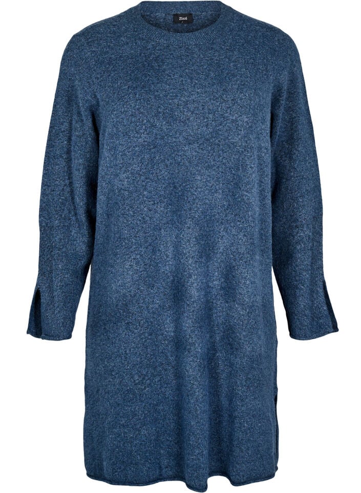 Strikket kjole med splitter, Bering Sea Mel., Packshot image number 0