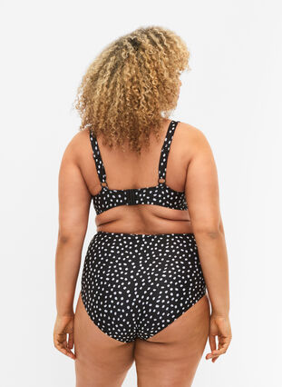Bikinitruse med mønster og ekstra høyt liv, Black White Dot, Model image number 1