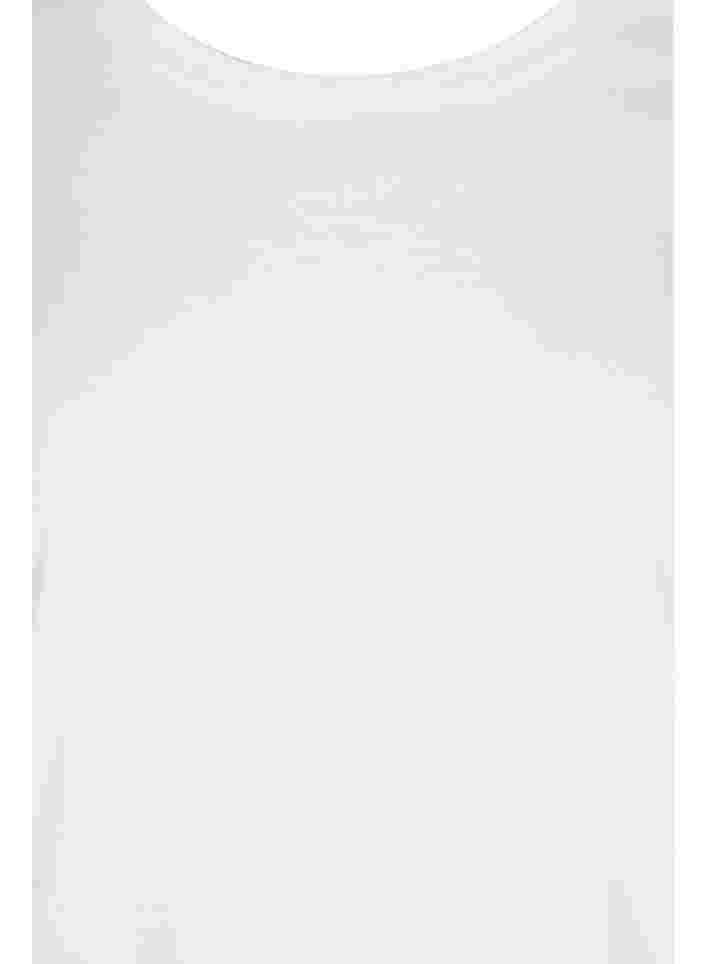 Ensfarget bluse med 3/4-ermer, White Mel, Packshot image number 2