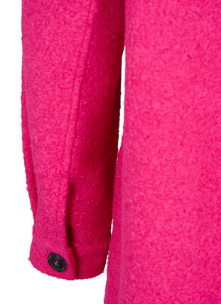 Lang skjortejakke i bouclé-look, Fuchsia Red, Packshot image number 4