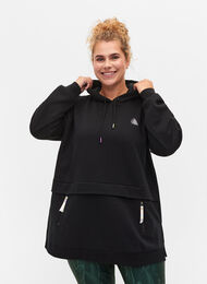 Genser med hette og lommer, Black, Model