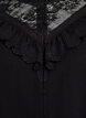 Viskose bluse med blonder og volanger, Svart, Packshot image number 2