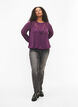 Bluse med lange ermer og blonder, Deep Purple, Model image number 2