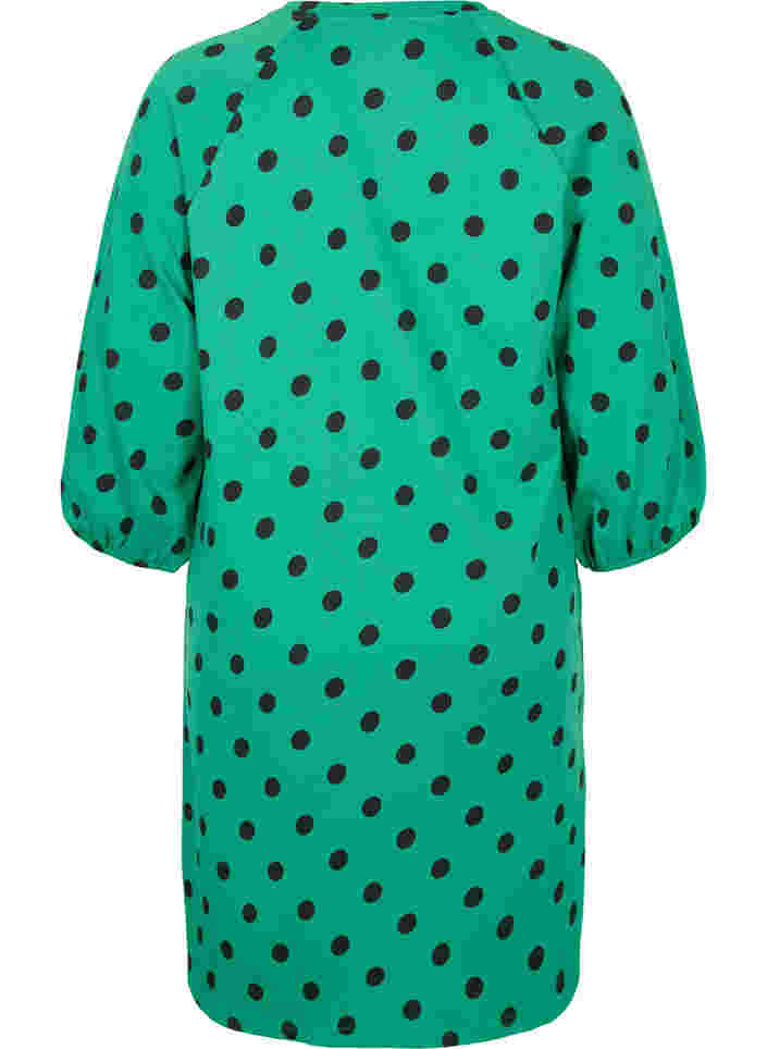Prikkete kjole med 3/4-ermer, Jolly Green Dot, Packshot image number 1