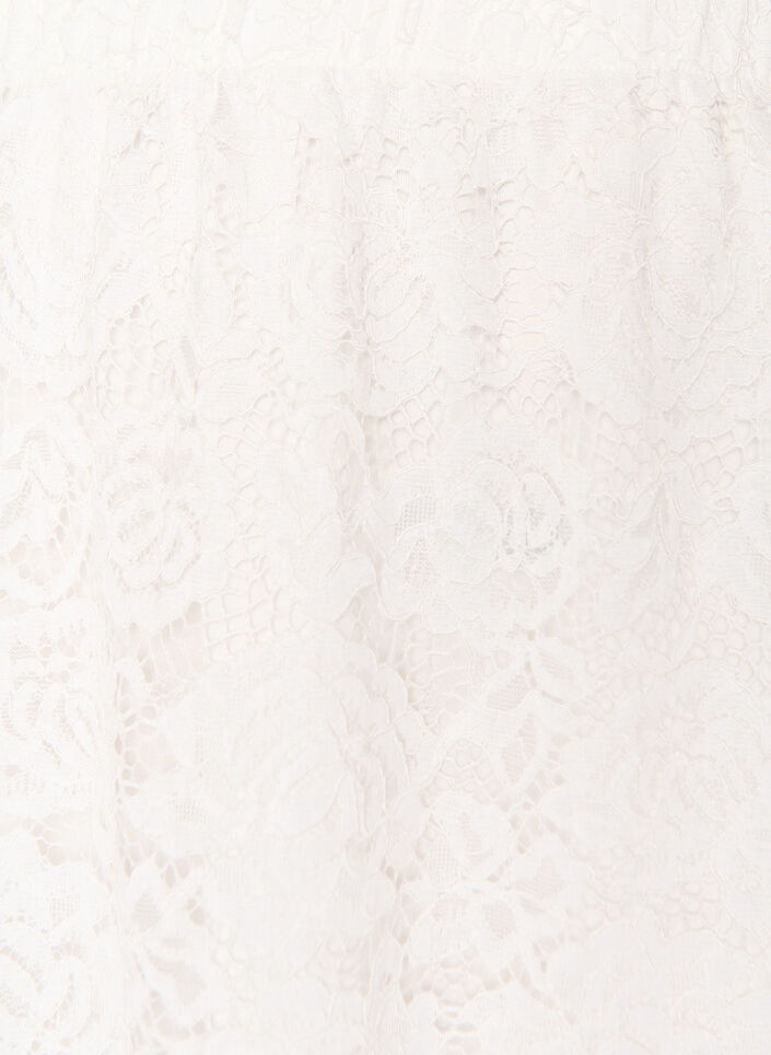 Midiskj&oslash;rt med blonder og elastisk midje, Hvit, Packshot image number 2