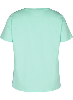 T-skjorte i bomull med V-hals og trykk, Cabbage, Packshot image number 1