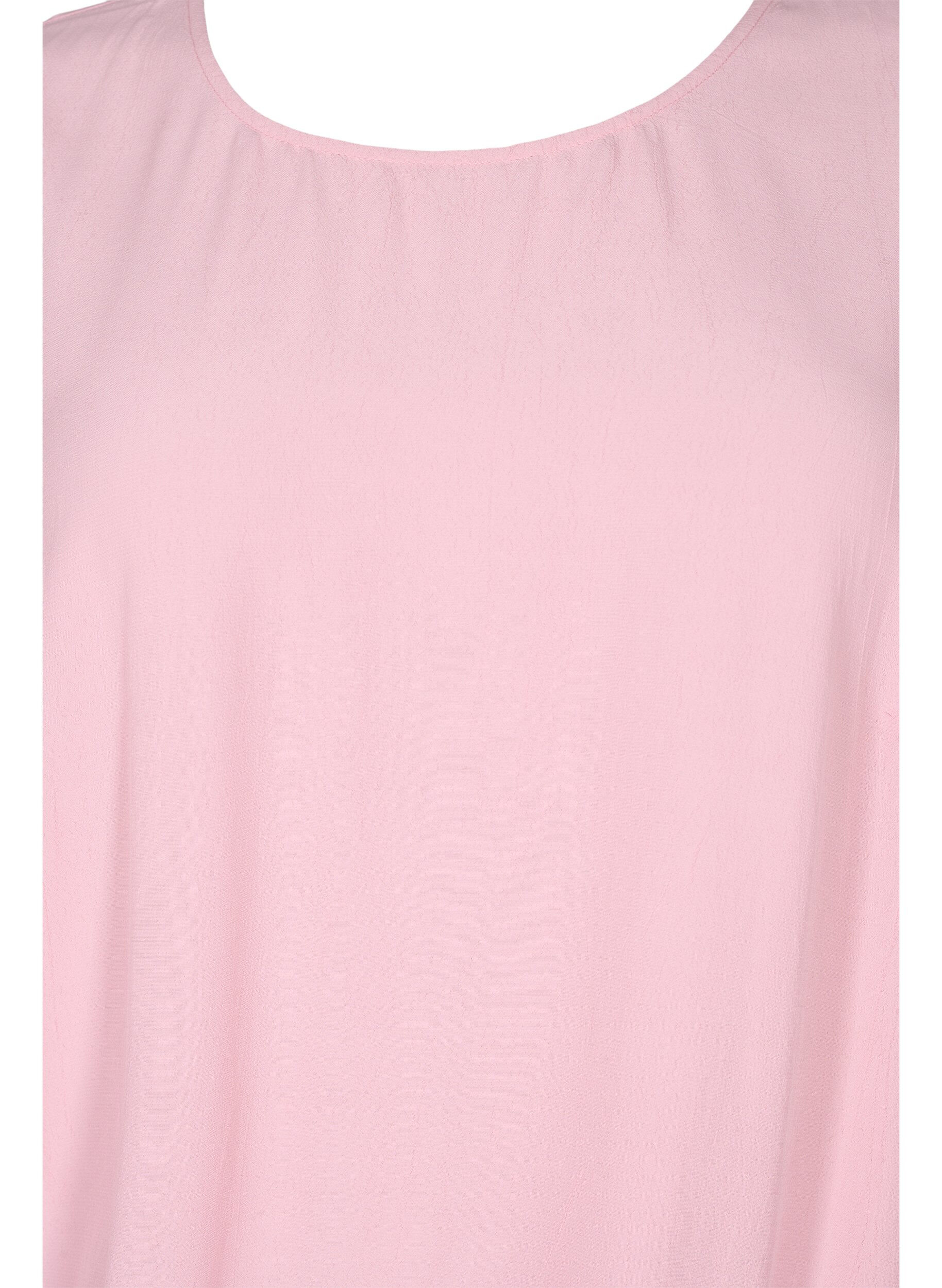 Zizzi Ensfarget viskosebluse med ballongeffekt, Zephyr, Packshot image number 2